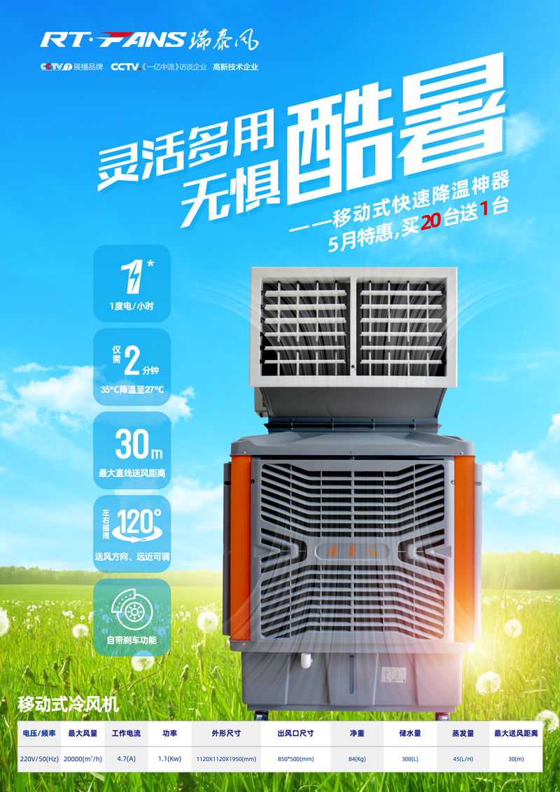 瑞泰风免费提供100台移动式冷风机，为抗疫助力！