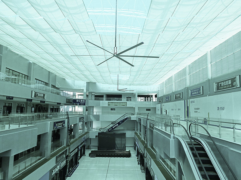 大型商场超市 采用工业大风扇整体通风降温效果好！